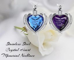 Beautiful Memorial Stainless Steel Crystal Necklace 