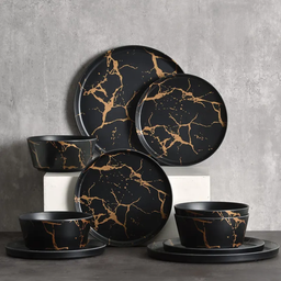 Piring Porselen Mewah Marble - Aneka Piring Hidangan Mewah Bahan Porselen Premium 1 Set