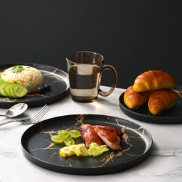 Piring Porselen Mewah Marble - Aneka Piring Hidangan Mewah Bahan Porselen Premium 1 Set