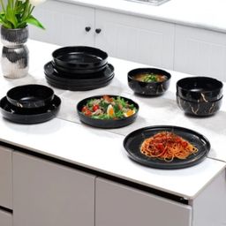 Piring Porselen Mewah Marble - Aneka Piring Hidangan Mewah Bahan Porselen Premium 1 Set