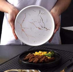 Piring Porselen Mewah Marble - Aneka Piring Hidangan Mewah Bahan Porselen Premium 1 Set