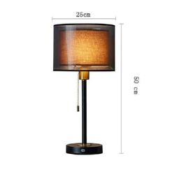 Lampu Meja Gaya Eropa Modern Elegan Model - Dual Layer Lamp Side Lampu Tidur Ruang Tamu Hotel Saklar Tarik Lampu Kamar