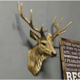 Pajangan Dinding Kepala Rusa Artificial Imitasi Menyerupai Asli Material Polyresin Gaya Vintage Klasik
