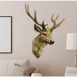 Pajangan Dinding Kepala Rusa Artificial Imitasi Menyerupai Asli Material Polyresin Gaya Vintage Klasik