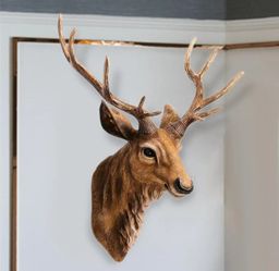 Pajangan Dinding Kepala Rusa Artificial Imitasi Menyerupai Asli Material Polyresin Gaya Vintage Klasik
