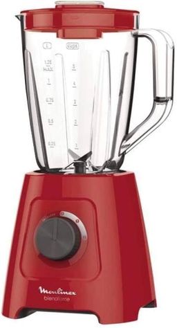 Moulinex Blender Blendforce, 600 W, 2 vitesses + fonction Pulse, Capacité totale de 2 L, Système Smart Lock, Nettoyage facile, Refroidissement par air, 3 minutes de mixage en continu LM420510