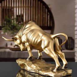 Pajangan Patung Banteng Wall Street Amerika In Stock Lambang Kesuksesan Mewah Dekorasi Rumah Kantor dan Hadiah