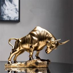 Pajangan Patung Banteng Wall Street Amerika In Stock Lambang Kesuksesan Mewah Dekorasi Rumah Kantor dan Hadiah