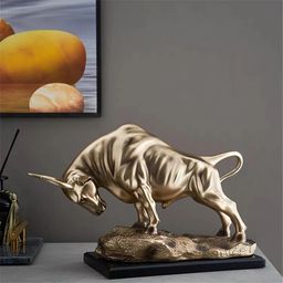 Pajangan Patung Banteng Wall Street Amerika In Stock Lambang Kesuksesan Mewah Dekorasi Rumah Kantor dan Hadiah