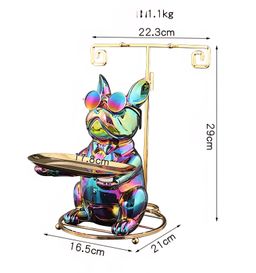 Patung Pajangan Bulldog Prancis Dekorasi Meja Kantor Nampan Stainless Tray Organizer Penyimpanan Multifungsi Kreatif Bahan Premium
