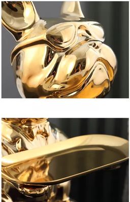 Patung Pajangan Bulldog Prancis Dekorasi Meja Kantor Nampan Stainless Tray Organizer Penyimpanan Multifungsi Kreatif Bahan Premium