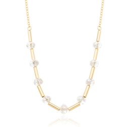  Gargantilha Choker com Pedras e Tubinhos banhada a Ouro 18k