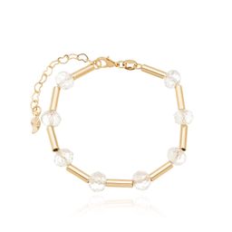  Pulseira com Pedras e Tubinho banhada a Ouro 18k