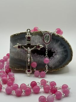 Rosario de Calcedonia Rosa de 8mm