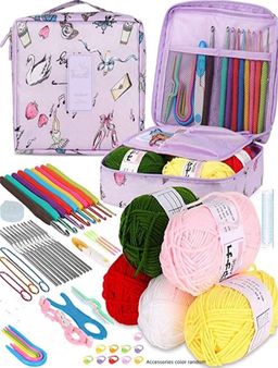 58 Piece / Crochet Starter Kit Portable Yarn Knitting Tools Sets