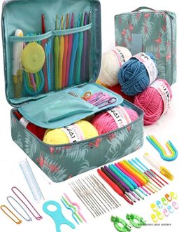 58 Piece / Crochet Starter Kit Portable Yarn Knitting Tools Sets