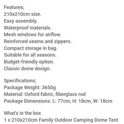 Family Outdoor Camping Dome Tent
