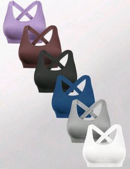 6 Piece Ladies Cross Back Seamless Sports Bra set