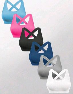 6 Piece Ladies Cross Back Seamless Sports Bra set