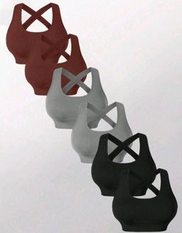 6 Piece Ladies Cross Back Seamless Sports Bra set