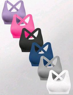 6 Piece Ladies Cross Back Seamless Sports Bra set