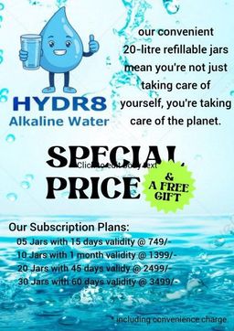 Hydr8 Ionized Alkaline Water 20 ltr Jar