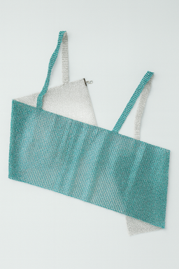 Crop top brillante verde con tirantes metálicos - Size S