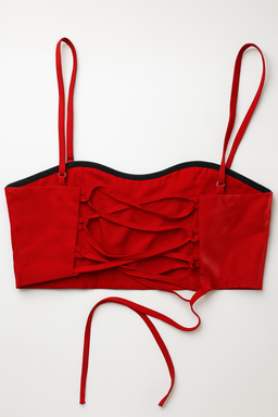 Top rojo con aplicaciones de rosas en relieve - Size S