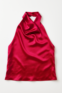 Blusa halter satinada color rosado - Size S