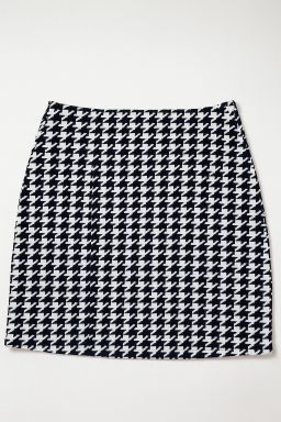 Falda corta estampado pata de gallo blanco y negro - Size M