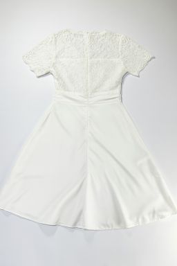 Vestido midi blanco con encaje y botones traseros - Size M