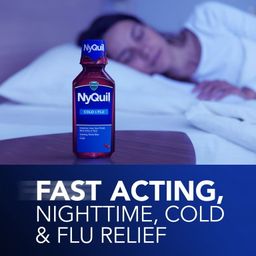 Vicks NyQuil Cold and Flu Liquid, Nighttime Cold and Flu Medicine, Cherry, 12 Fl oz
