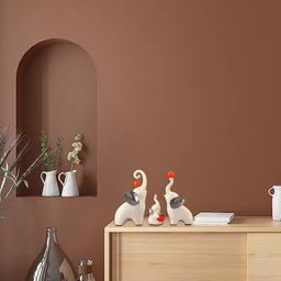 Pajangan Meja Patung Gajah Putih 3 Pasang Family Keramik Dekorasi Keberuntungan Kebijaksanaan