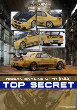 INNO MODEL 1/64 NISSAN SKYLINE R34 TOP SECRET GOLD