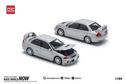 POP RACE MODEL 1/64 MITSUBISHI LANCER EVO 4 - STEEL SILVER