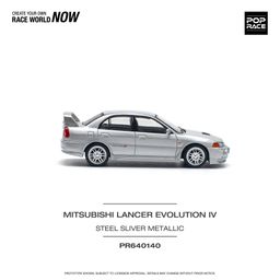 POP RACE MODEL 1/64 MITSUBISHI LANCER EVO 4 - STEEL SILVER