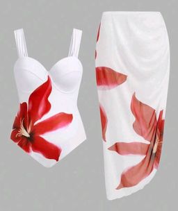 Ladies Plus Size Swimwear and Cover Up Set