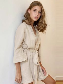 Short Cotton Minimalist Robe