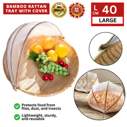 BAMBOO RATTAN TRAY WITH COVER 