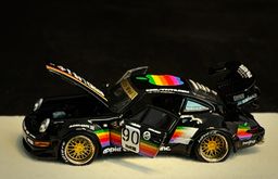 PGM MODEL 1/64 PORSCHE RWB964 BLACK APPLE #90