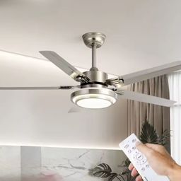 Kipas Angin Ceiling Plafon Gantung Sejuk Merata Serasa AC Dengan Lampu Tiga Warna Remote Control Stainless Premium Modern Garansi 1 Tahun