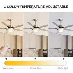 Kipas Angin Ceiling Plafon Gantung Sejuk Merata Serasa AC Dengan Lampu Tiga Warna Remote Control Stainless Premium Modern Garansi 1 Tahun