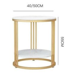 Meja Bulat - Coffee Table Material Marmer Stainless Kualitas Premium Untuk Meja Sisi Sudut Sofa Elegan dan Mewah