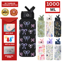 1000ML 3D FLORAL THUMBLER THERMOS BOTTLE