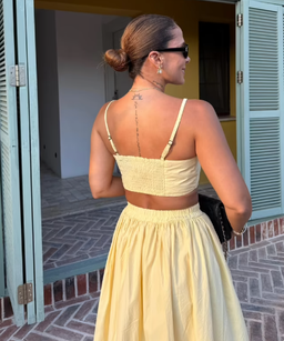 Yellow Flared Maxi Skirt With High Waist