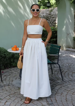 Yellow Flared Maxi Skirt With High Waist