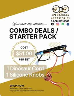 1 Dinosaur Cord + 1 Pair Silicone Knobs