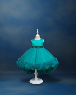 Girl White Long Tailing Party Dress Tulle Princess Ball Gown Dress