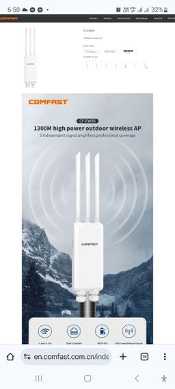 COMFAST CF-EW85 1300Mbps High Power Outdoor Router Dual Band 2.4Ghz&5GHz WiFi Coverage Extender Outdoor Access Point