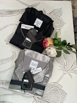 Satin Wolf and Harte pyjamas Silver